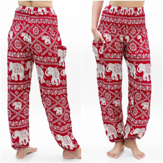 Burgundy ELEPHANT Pants Women Boho Pants Hippie Pants Yoga Soumahoro Women's Clothing