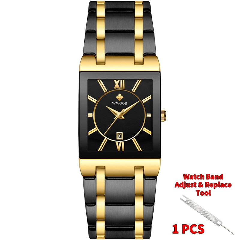 Quartz Wrist Watches Luxury Gold Black Watch