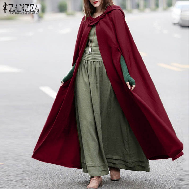 Zanzea Open Front Cloak Loose Hoodies