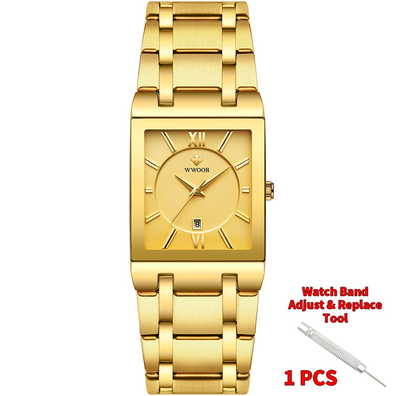 Quartz Wrist Watches Luxury Gold Black Watch