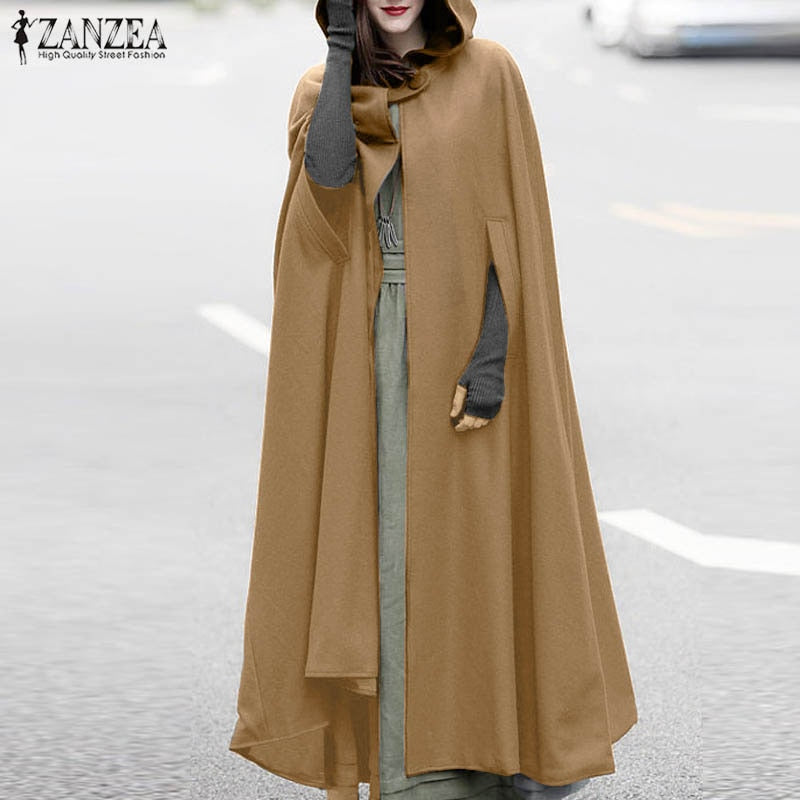 Zanzea Open Front Cloak Loose Hoodies