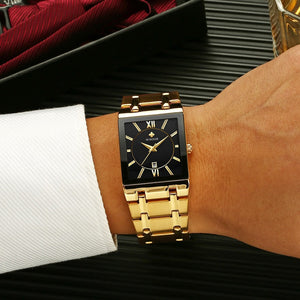 Quartz Wrist Watches Luxury Gold Black Watch