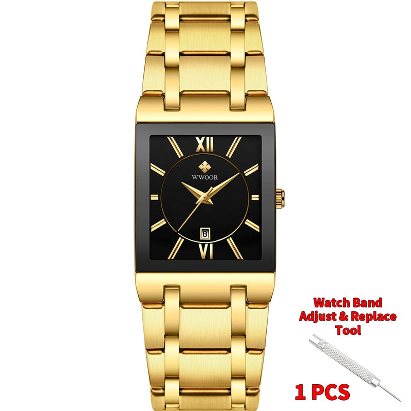 Quartz Wrist Watches Luxury Gold Black Watch