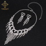 Treazy Luxury Silver Color Crystal Choker Necklace