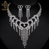 Treazy Luxury Silver Color Crystal Choker Necklace