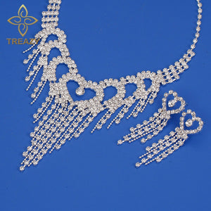 Treazy Luxury Silver Color Crystal Choker Necklace