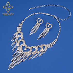 Treazy Luxury Silver Color Crystal Choker Necklace