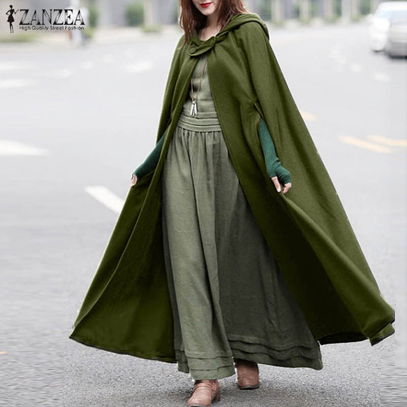 Zanzea Open Front Cloak Loose Hoodies