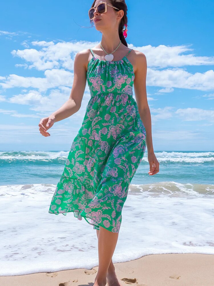 Sexy Floral Midi Dress Women Summer