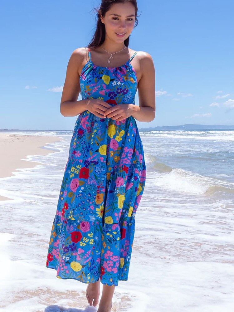 Sexy Floral Midi Dress Women Summer