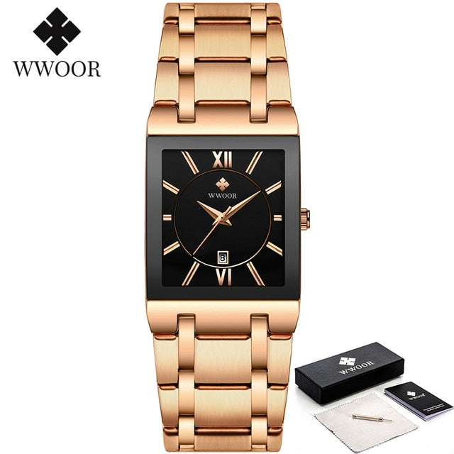 Quartz Wrist Watches Luxury Gold Black Watch