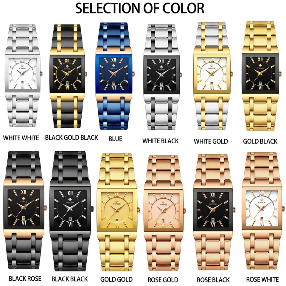 Quartz Wrist Watches Luxury Gold Black Watch