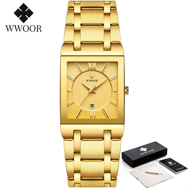 Quartz Wrist Watches Luxury Gold Black Watch