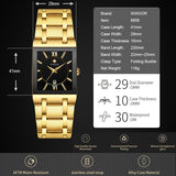 Quartz Wrist Watches Luxury Gold Black Watch