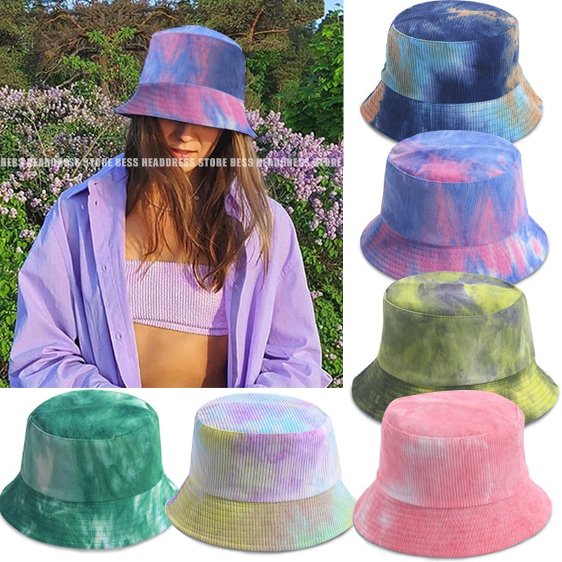 Style Summer Double-faced Tie Dye Unisex Bucket Hat