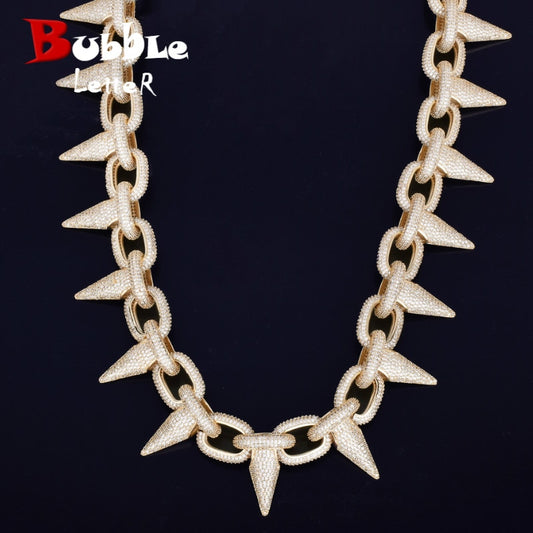 Iced Heavy Punk Rivet Choker Bling Cubic Zircon for Men