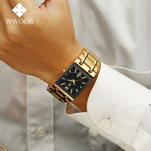 Quartz Wrist Watches Luxury Gold Black Watch