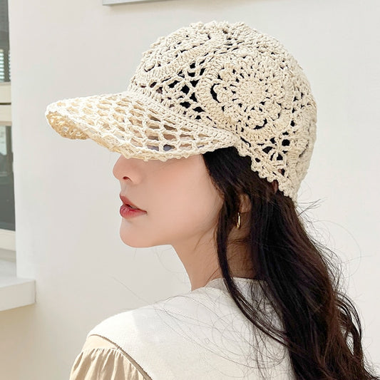 Hats Summer Thin Hollow Hook Flower