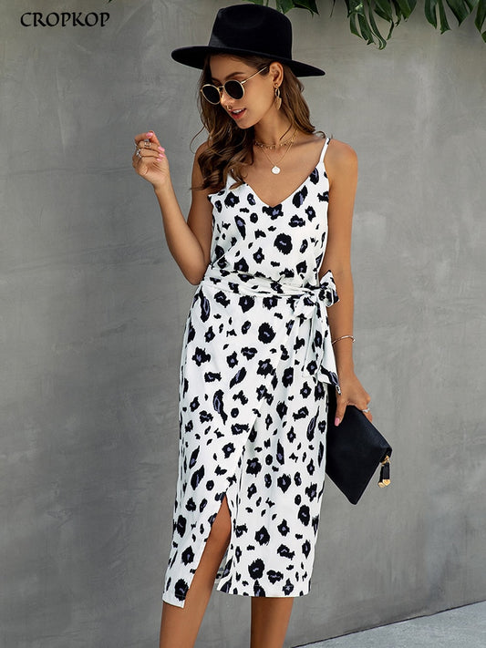 Summer Vintage Print Sexy Backless Strap Woman  Dress